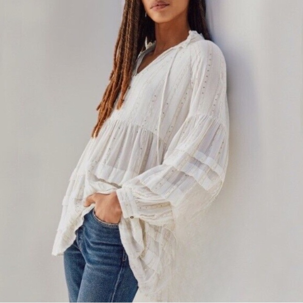 Anthropologie Quinn Shimmery Sequined Tunic Blouse